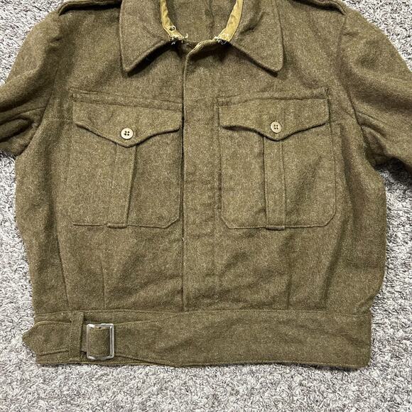 Vintage 1950s Army Jacket Greek Military Wool Coat Eisenhower Battle Dress Boxy - Picture 3 of 12